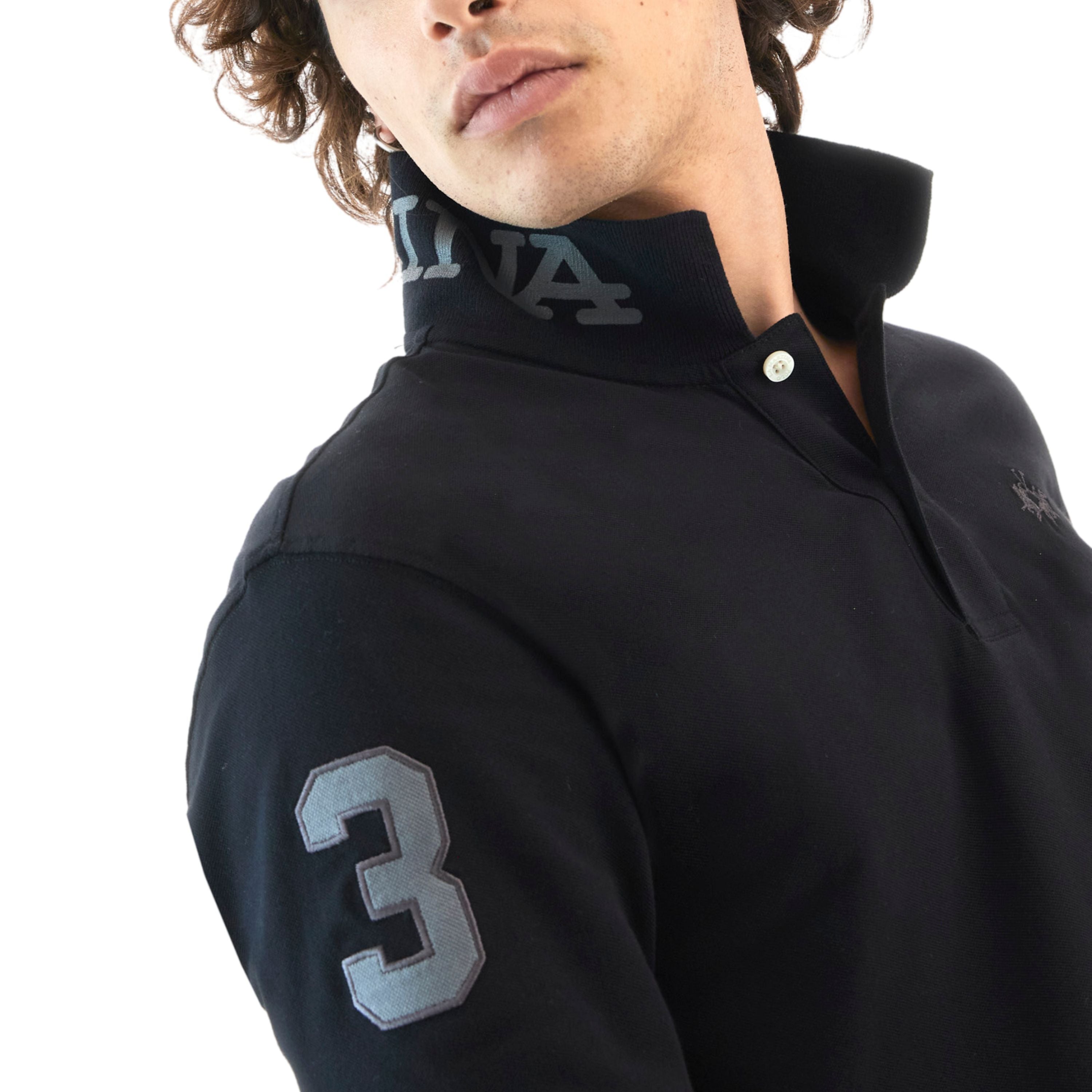 La Martina Polo Classica In Piquet stretch Regular Fit Nero uomo map300