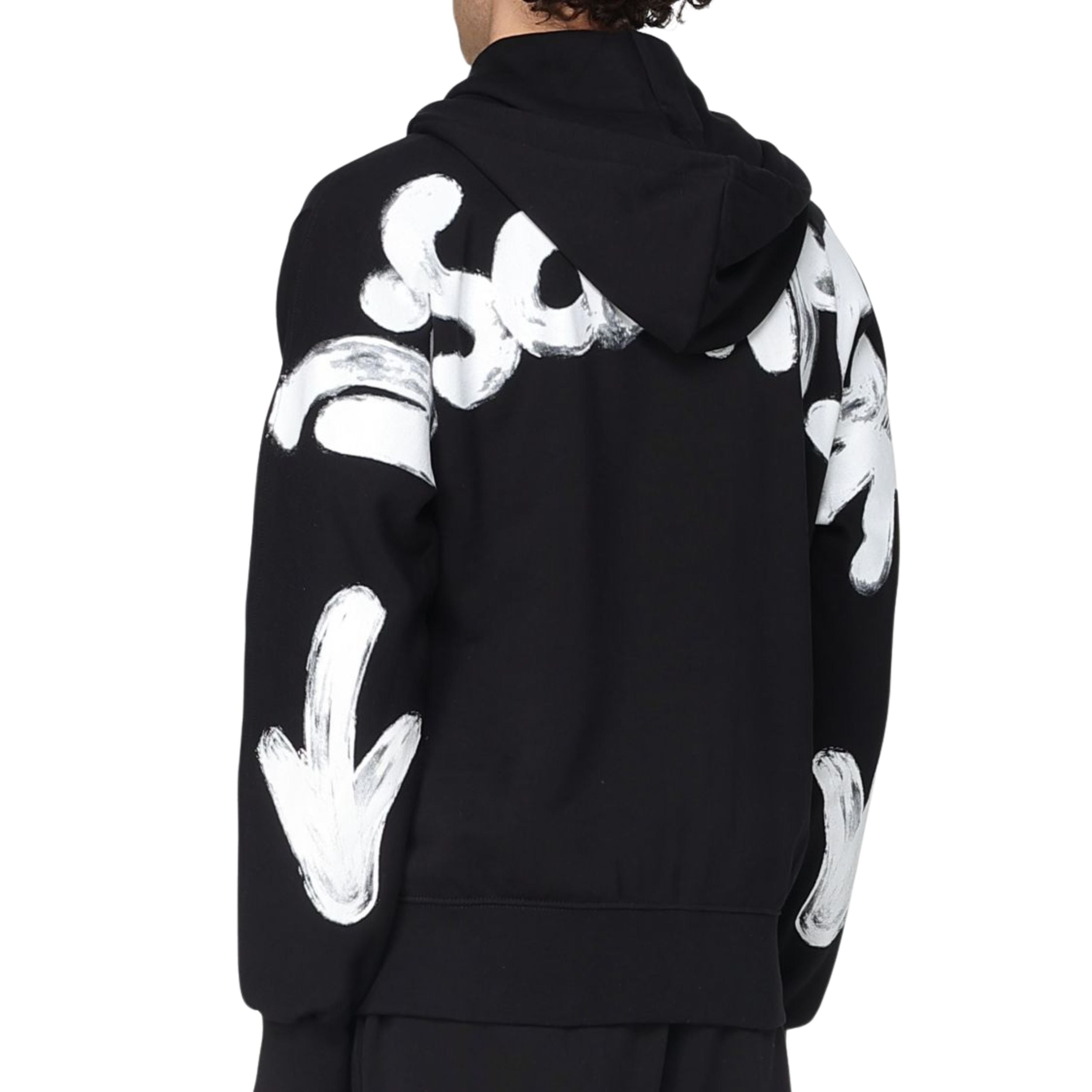 Disclaimer Felpa Con Cappuccio Full zip in Cotone Nero Uomo 55106