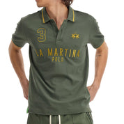 La Martina Polo Ricamo e Numero Logo Cotone verde militare map320