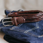 La Boucle cintura intrecciata pelle italiana intarsiata premium box regalo Roma marrone