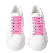 Gaelle Sneakers Scarpe Addict Tomaia in Pelle Bianco Tacco rosa orchidea