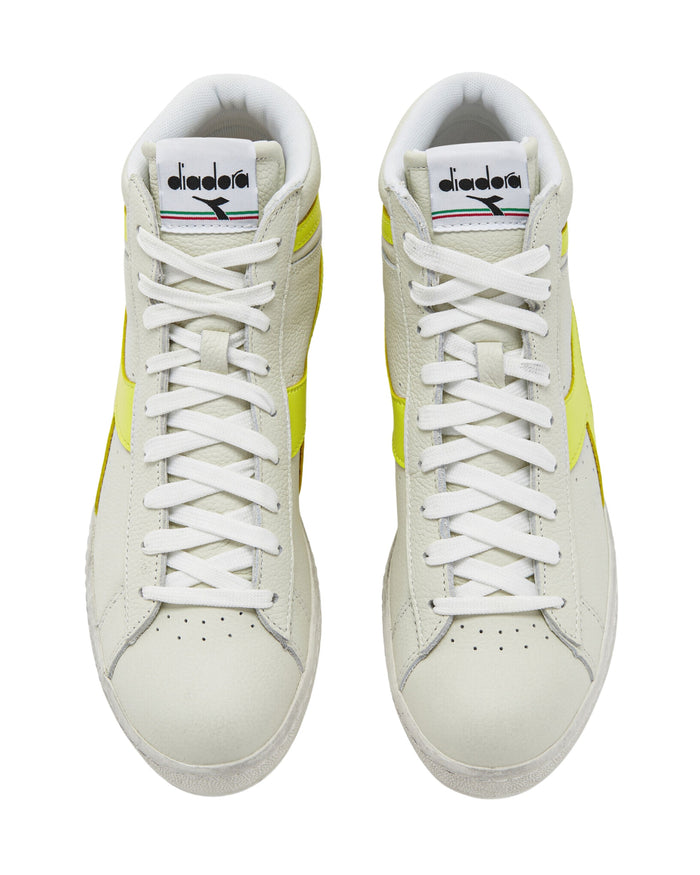 Diadora Sneakers Game L High Fluo Waxed Pelle Bianco 3
