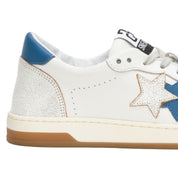 2Star Scarpe Sneakers Made in Italy artigianali Week Star Pelle Bianco Celeste Uomo