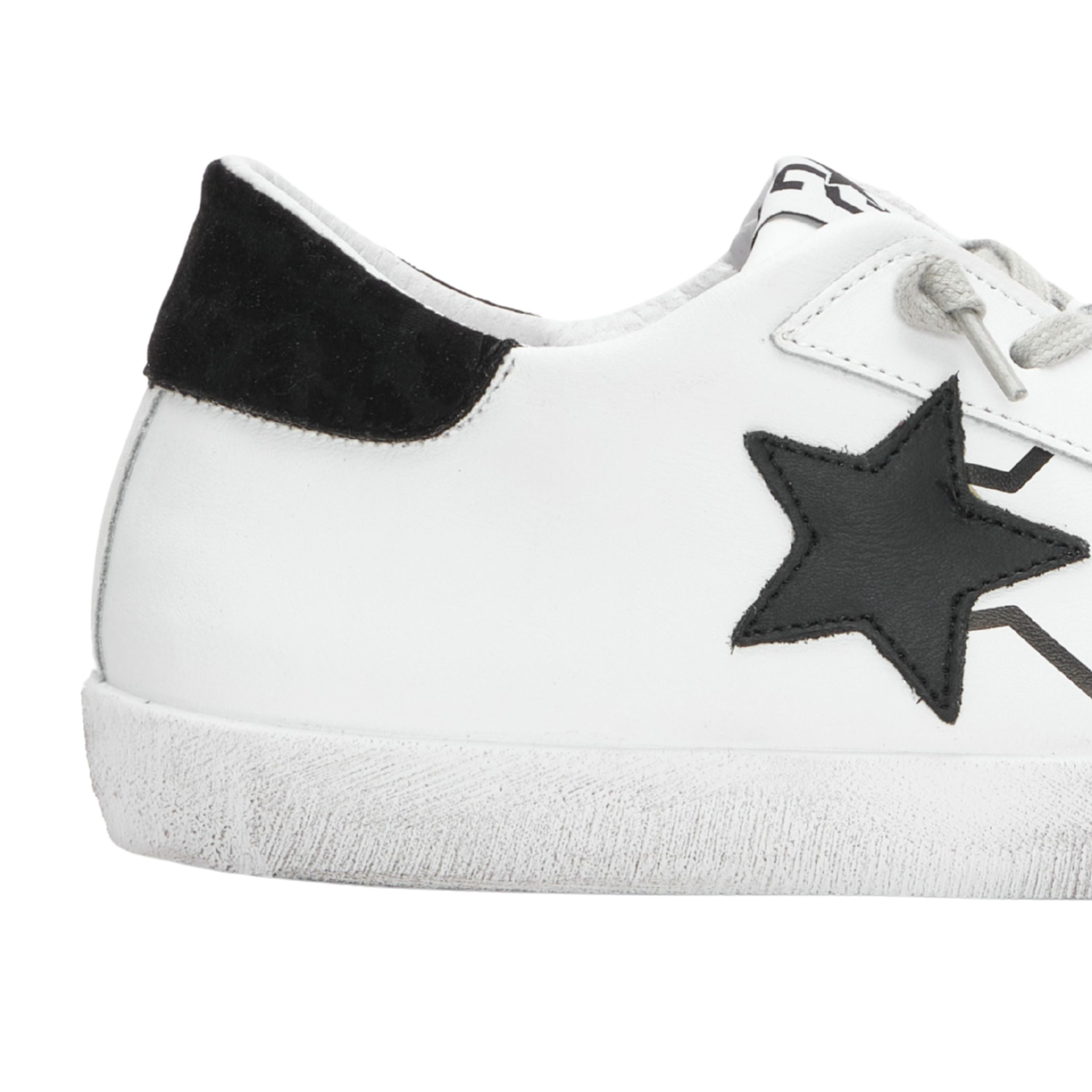 2Star Scarpe Sneakers Made in Italy artigianali PRIME STAR Pelle donna Bianco Nero