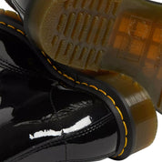 Dr. Martens Stivali Stringati 1460 W Black Patent Lamper in Pelle Nero Donna