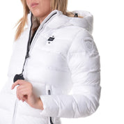 Blauer Parka Lungo Imbottito Adelaide Bianco Ottico Donna con Cappuccio Fisso