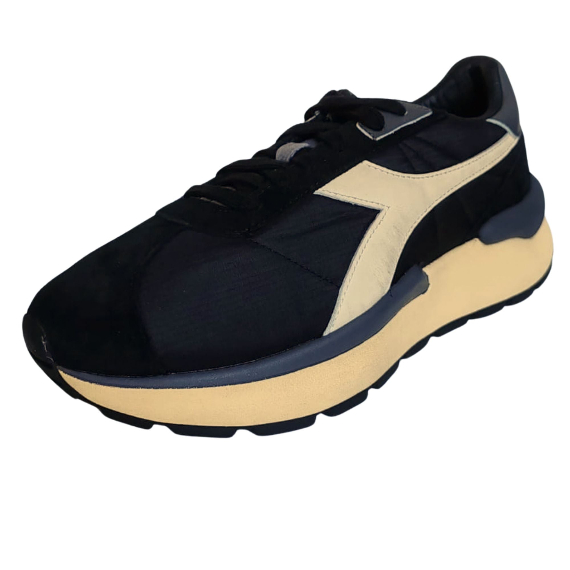 Diadora Heritage Sneaker Uomo Mercury Elite Sprint SW Tomaia in Pelle Nero Bianco Candido