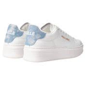 Gaelle Sneakers Scarpe Addict Tomaia in Pelle Bianco e Denim