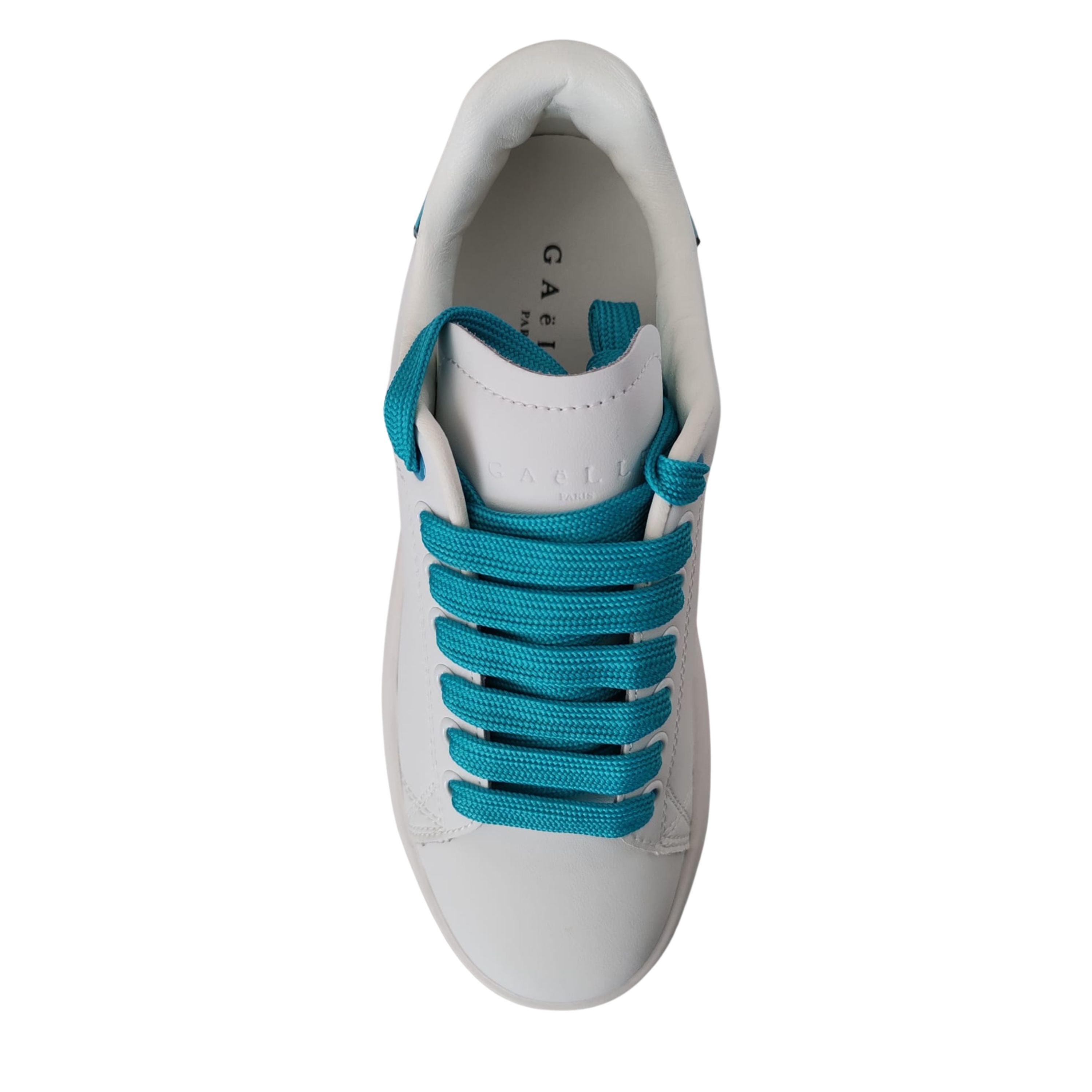 Gaelle Sneakers Scarpe Addict Tomaia in Pelle Bianco Tacco verde menta