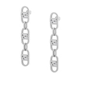 Liu Jo orecchini pendenti monogram acciaio inossidabile silver logo e zirconi LG2623