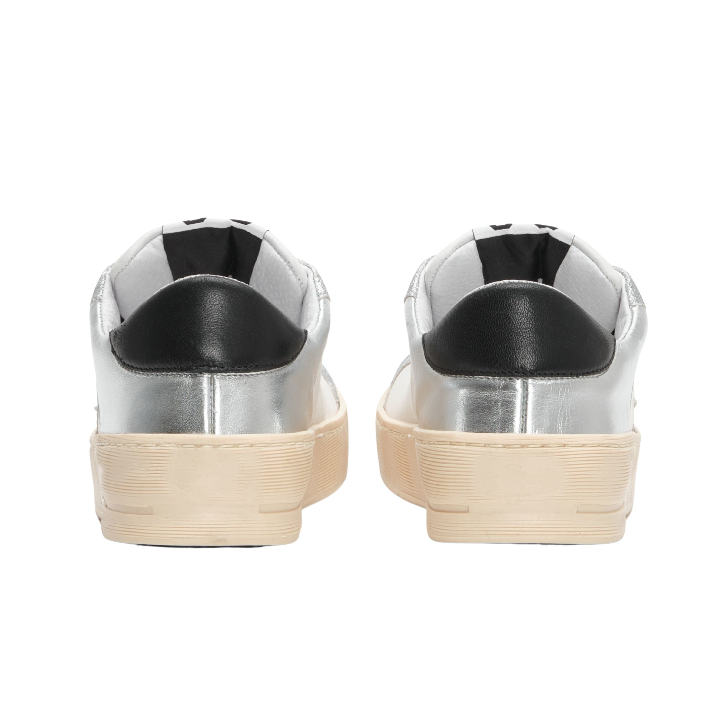 2Star Scarpe Sneakers Made in Italy artigianali Enjoy Star Pelle donna Bianco argento nero