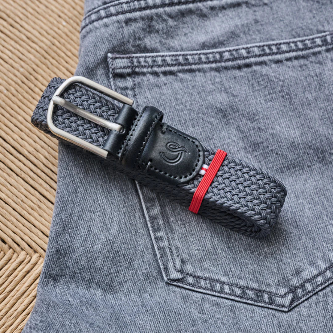 La Boucle cintura intrecciata con fibbia in metallo premium box regalo Harvard grigio scuro