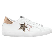 2Star Scarpe Sneakers Made in Italy artigianali PRIME STAR Pelle donna Bianco rame