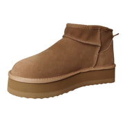 Gaelle Eskimo Boot Basso Donna in Suede Beige Cammello stivaletto con Ecofur