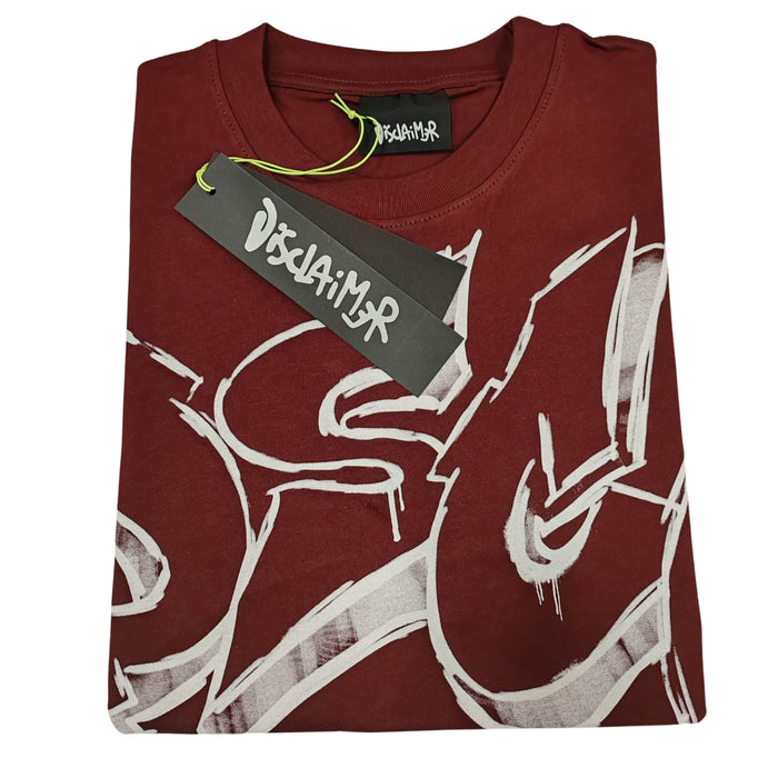 Disclaimer T-Shirt in Jersey 54525 Bordeaux Uomo 3