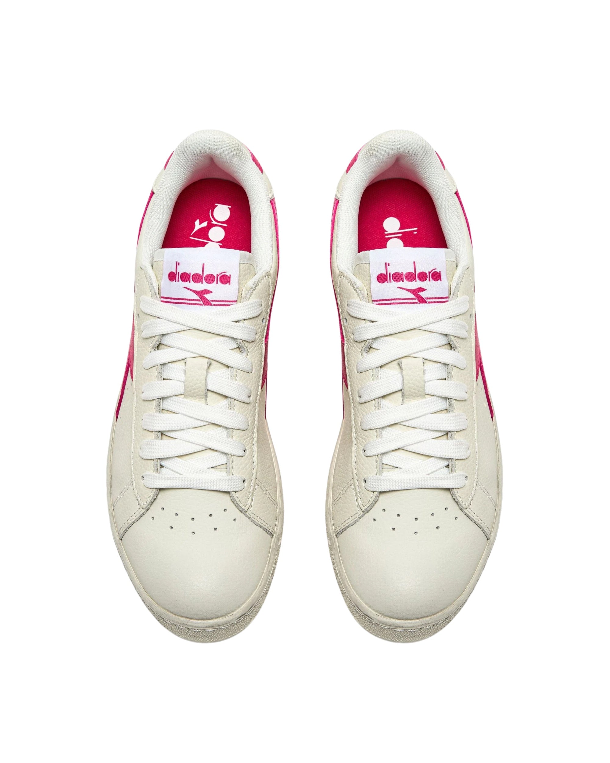Diadora Sneakers Game L Low Waxed tomaia in Pelle Bianco Fucsia Sorbetto