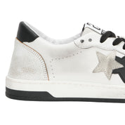 2Star Scarpe Sneakers Made in Italy artigianali Week Star Pelle Bianco Nero Donna