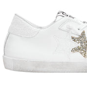 2Star Scarpe Sneakers Made in Italy artigianali PRIME STAR Pelle donna Bianco argento