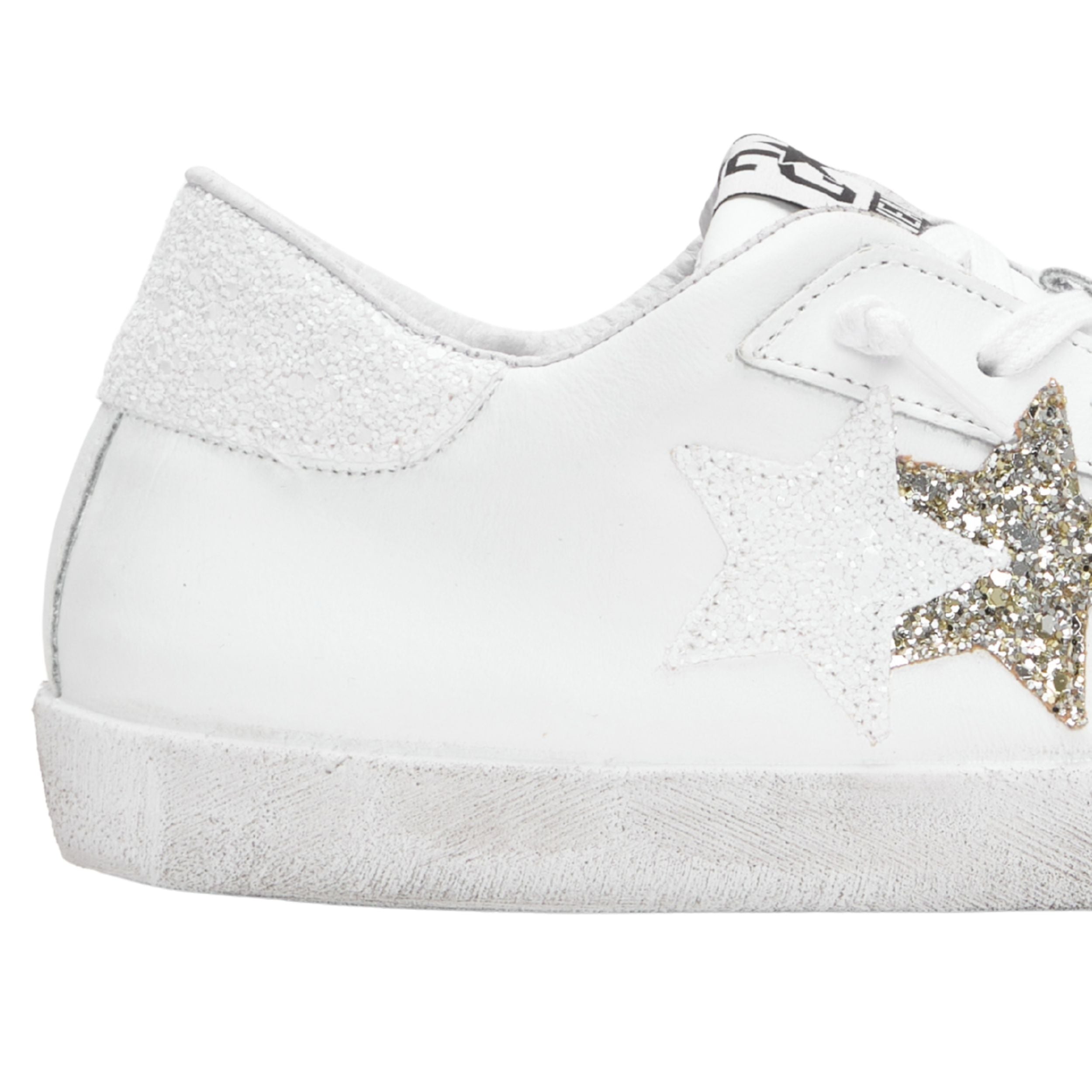 2Star Scarpe Sneakers Made in Italy artigianali PRIME STAR Pelle donna Bianco argento
