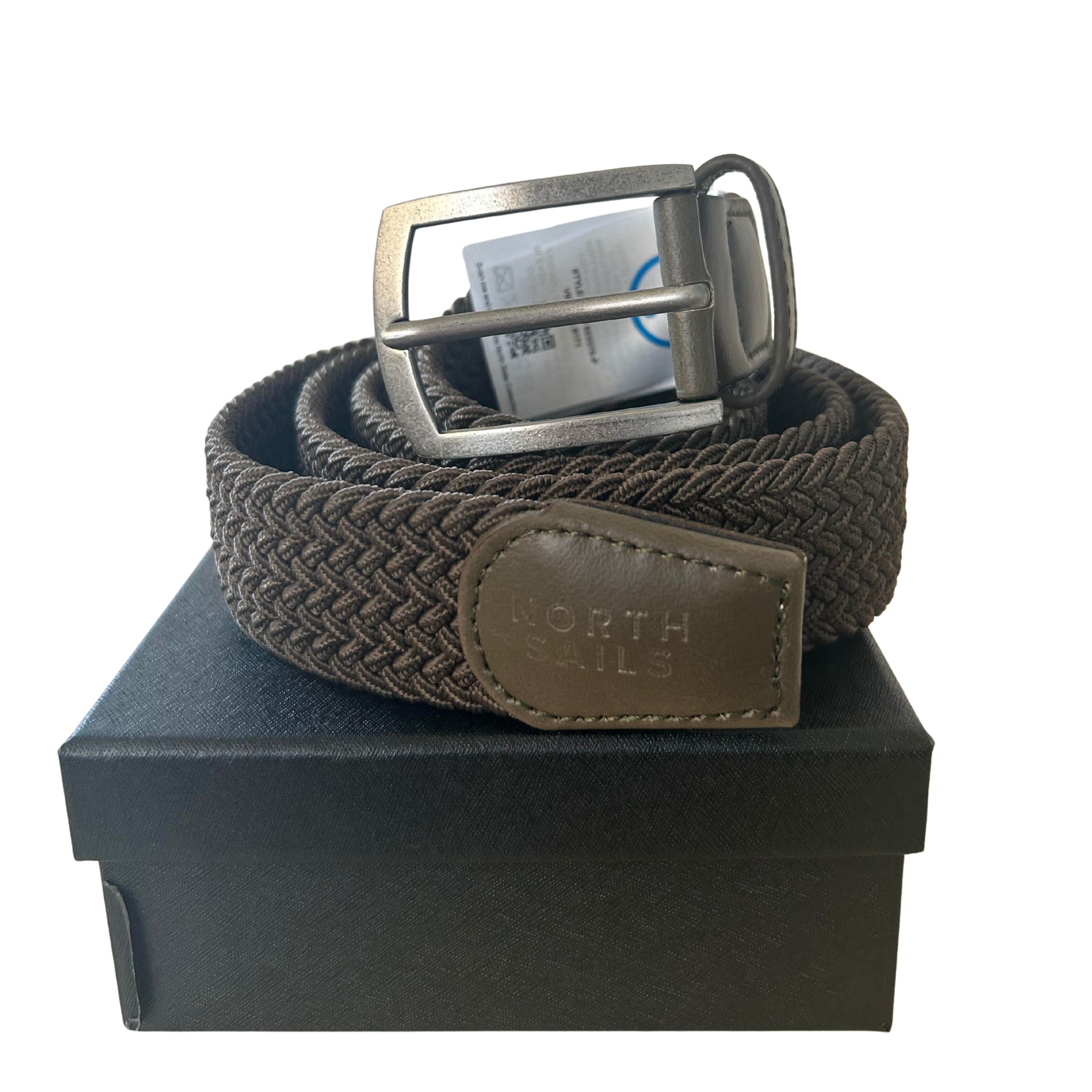 North Sails cintura belt stretch tessuto intrecciato logo taglia unica 623370 verde scuro in BOX