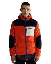 Napapijri Pile con Cappuccio e Full Zip Modello Yupik Arancione