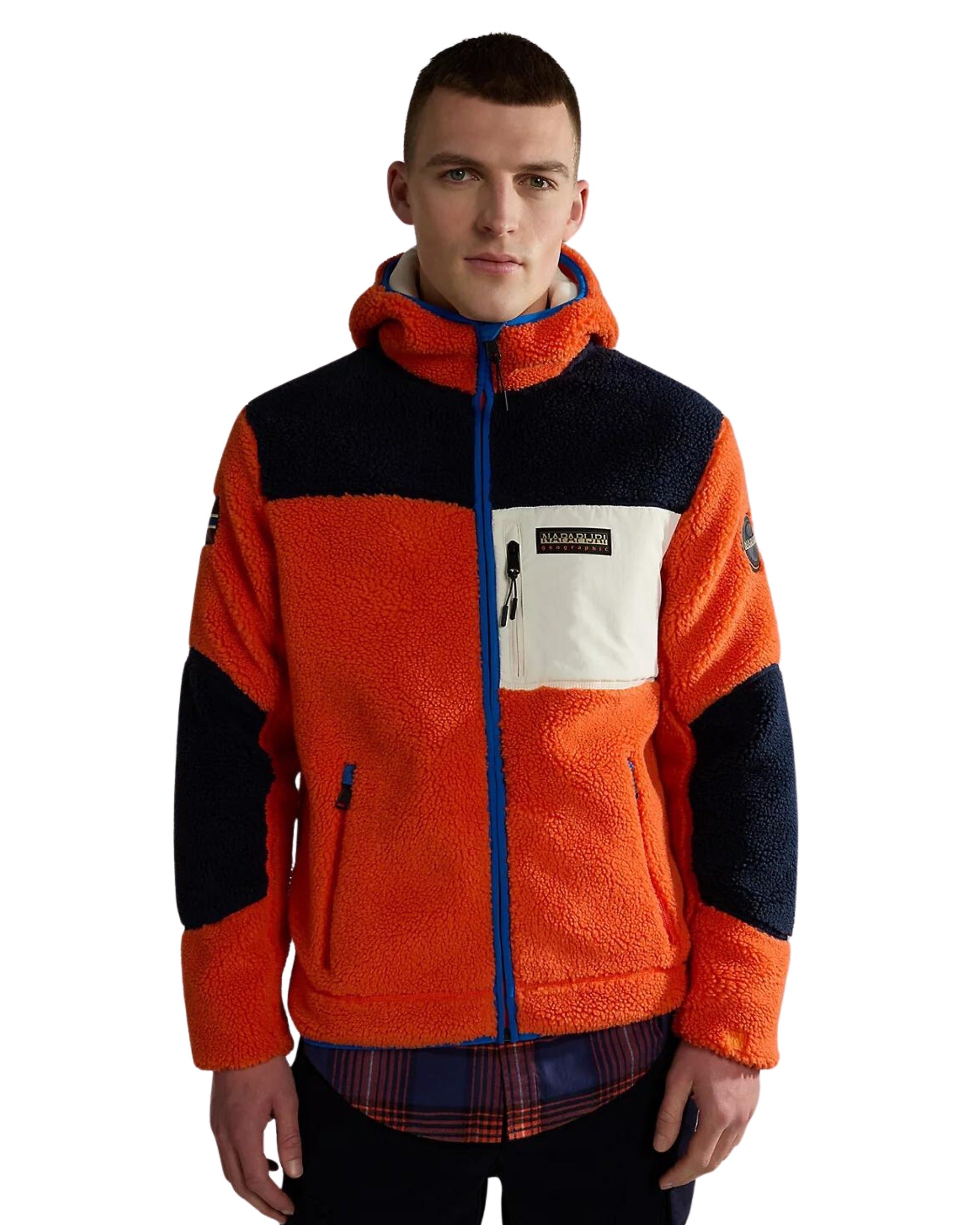 Napapijri Full Zip Hooded Fleece Model Yupik Orange