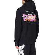 Disclaimer Felpa con Cappuccio Cotone Nero Bianco Logo Graffiti Uomo 55145