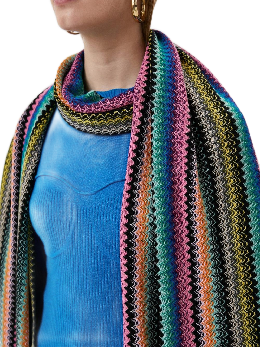 Missoni Stola Fantasia Geometrica Misto Lana Multicolore