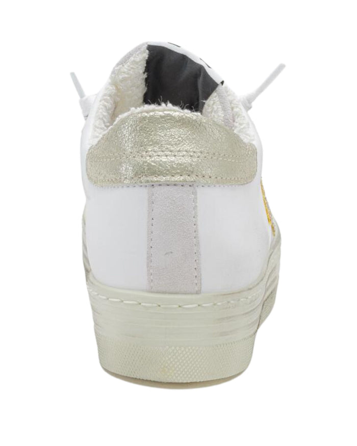 2Star Sneakers HS Pelle con Dettagli Glitter Bianco 4