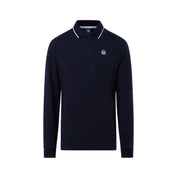 North Sails Polo maglia manica lunga 692454 colletto rigato cotone biologico 0802 navy