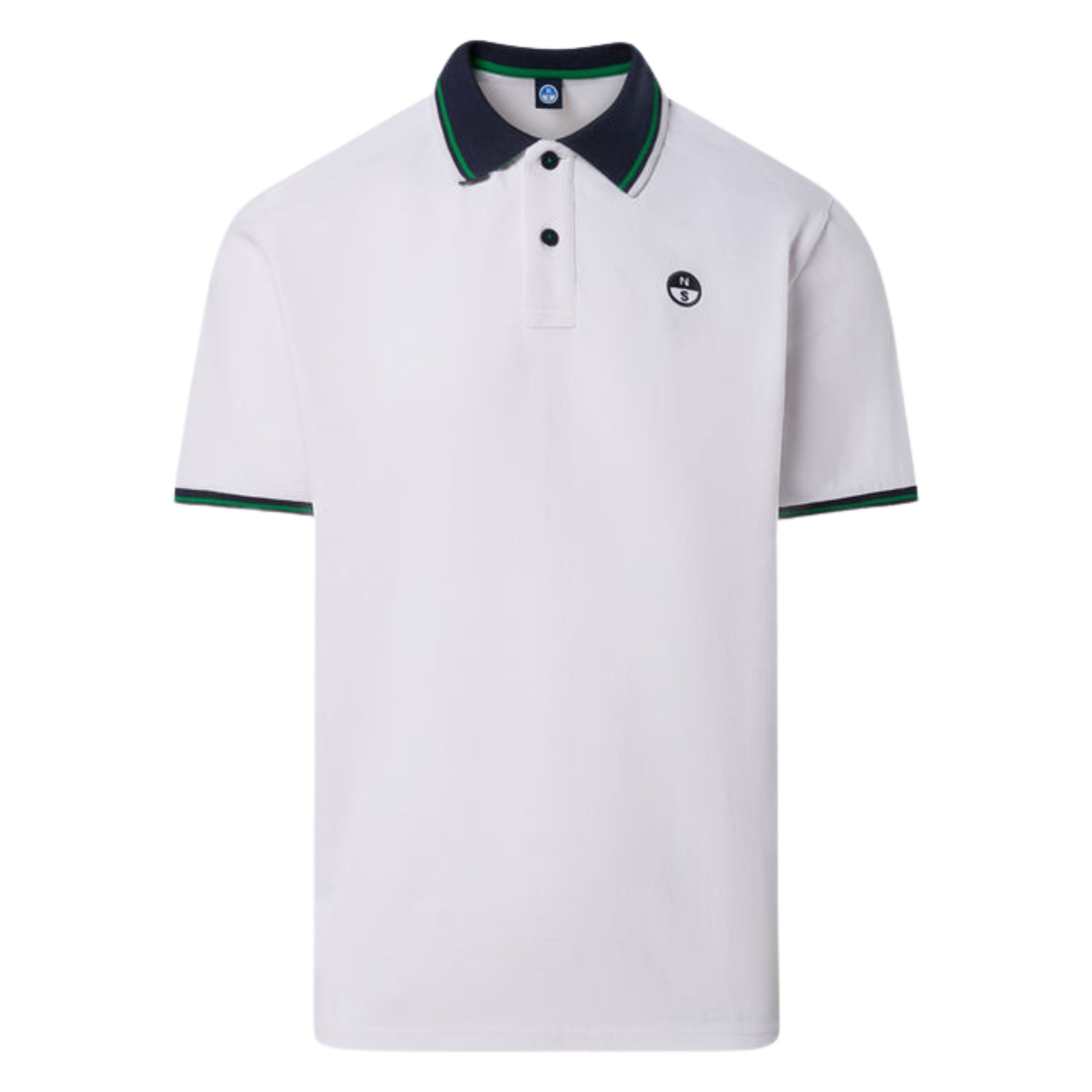 North Sails Polo maglia maglietta con logo e righe 692439 bianco 0101