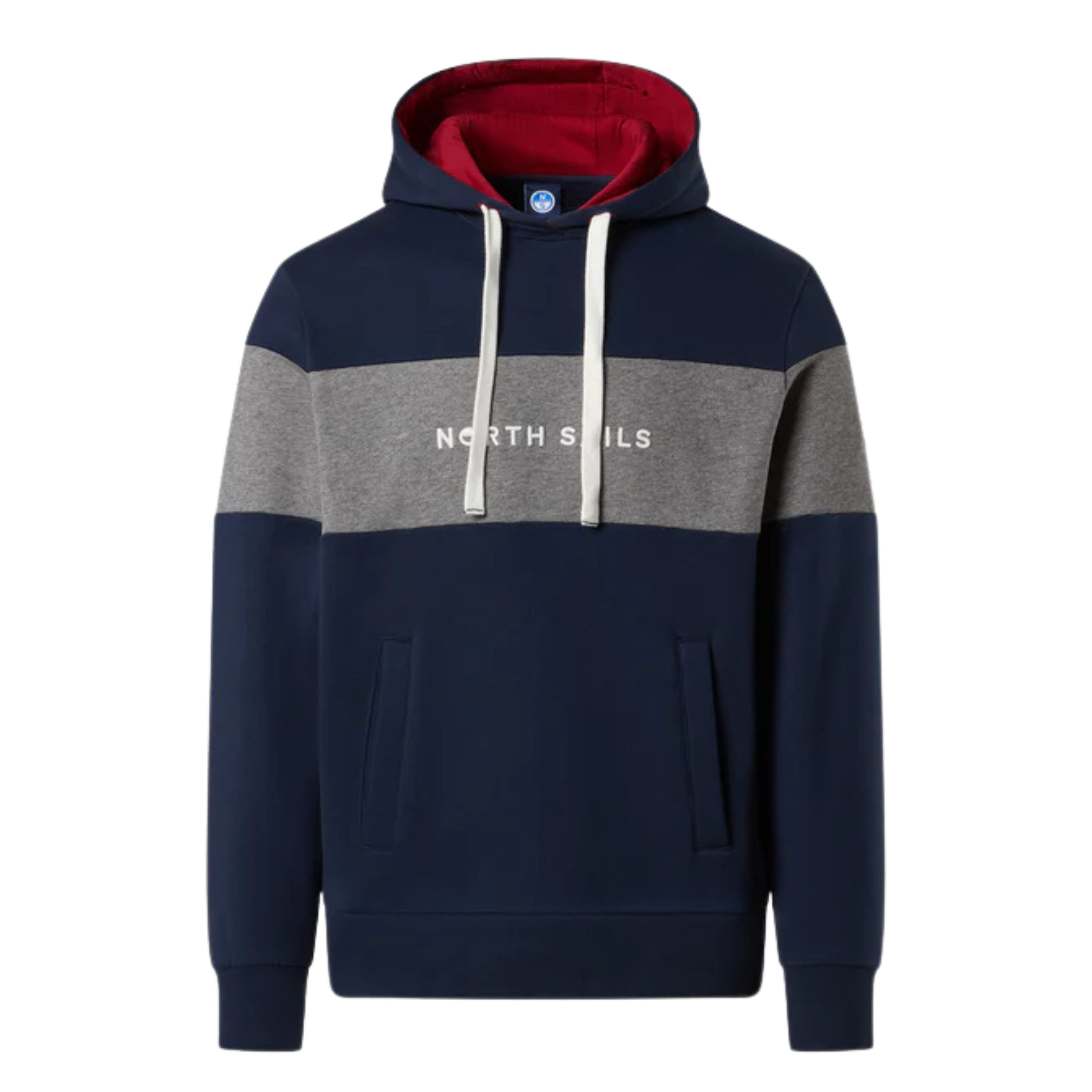 North Sails Felpa manica lunga girocollo cappuccio maxi riga blu navy 691120