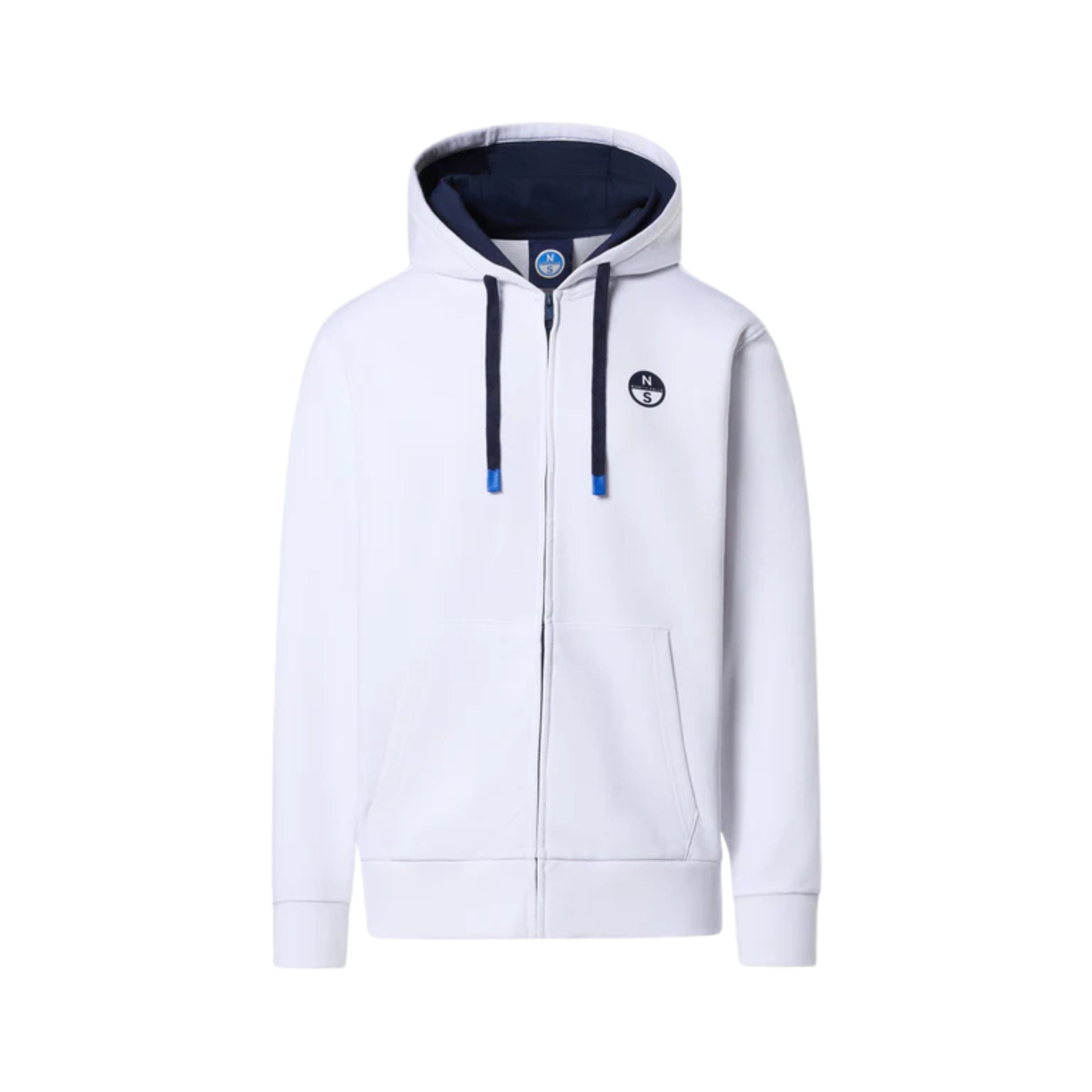 North Sails Felpa manica lunga FULL ZIP Hoodie cappuccio 691085 bianco 0105