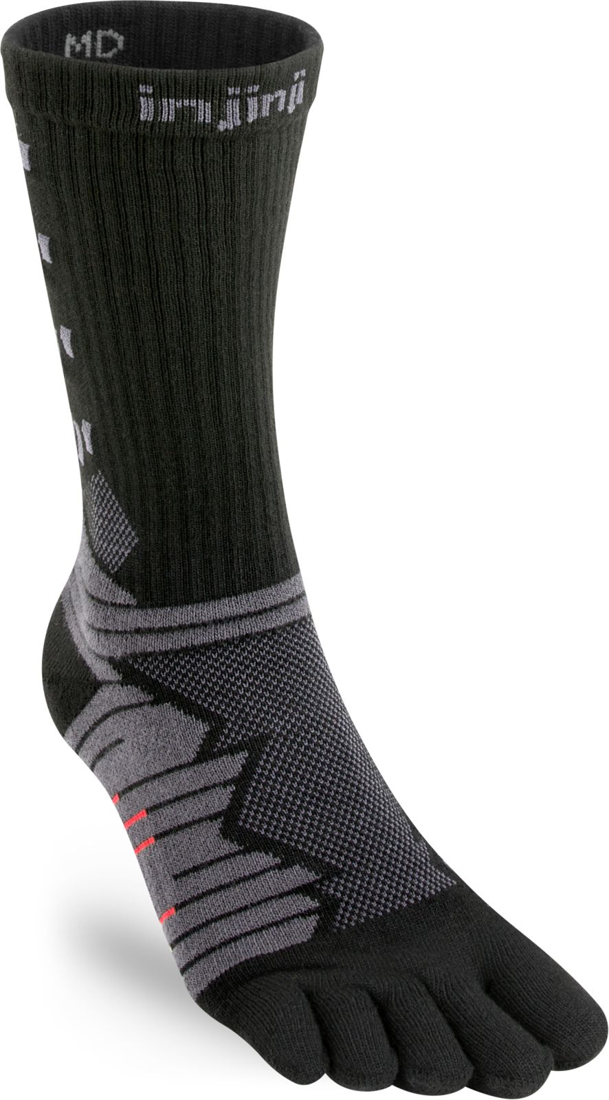 Injinji calze 5 dita da corsa Ultra Run Crew Coolmax EcoMade Midweight crew ossidiana nero