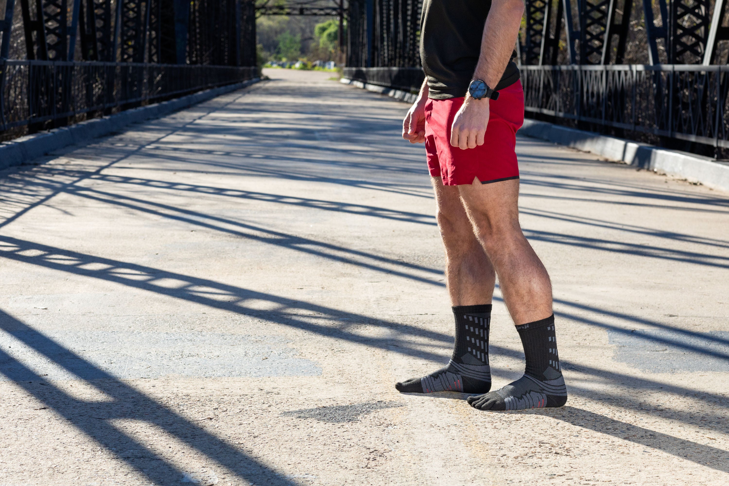 Injinji calze 5 dita da corsa Ultra Run Crew Coolmax EcoMade Midweight crew ossidiana nero