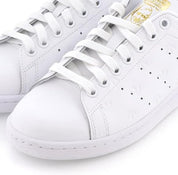Adidas Sneaker Stan Smith W in Pelle Bianco Nero Dettagli Oro Donna