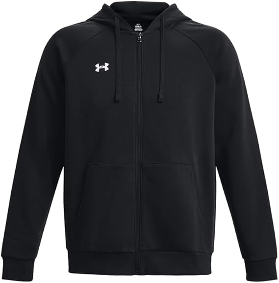 Under Armour felpa full zip pile misto cotone cappuccio RIVAL uomo allenamento UA nero