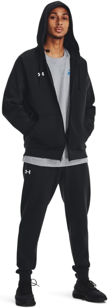Under Armour felpa full zip pile misto cotone cappuccio RIVAL uomo allenamento UA nero