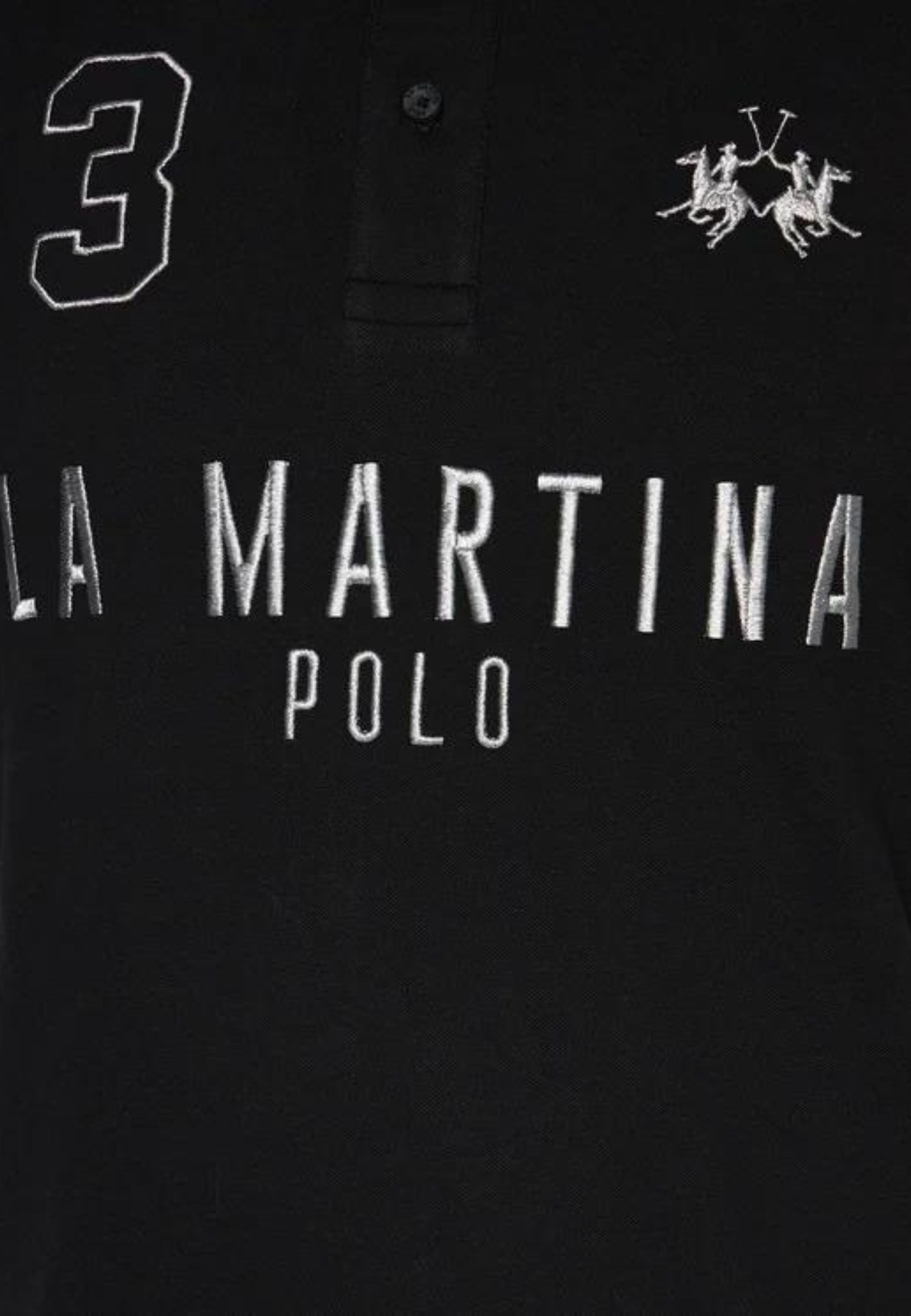 La Martina Polo Embroidery and Number Logo Black Cotton