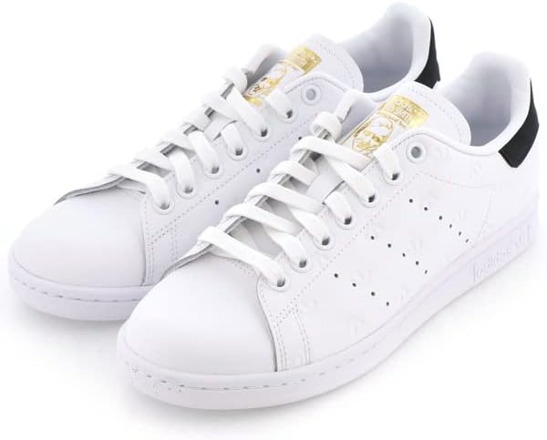 Adidas Sneaker Stan Smith W in Pelle Bianco Nero Dettagli Oro Donna