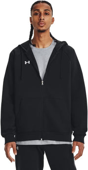 Under Armour felpa full zip pile misto cotone cappuccio RIVAL uomo allenamento UA nero