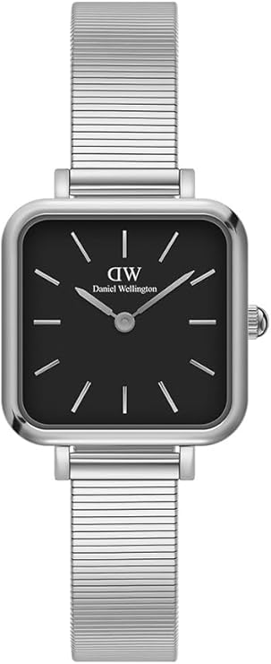 Daniel Wellington orologio donna 22x22 mm silver e nero inox doppia placcatura 3atm