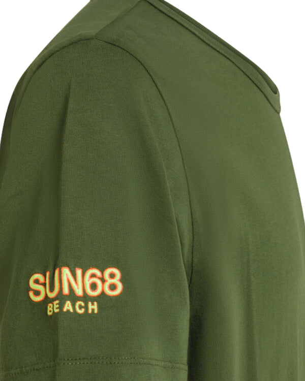 Sun68 Maglietta Manica Corta Cotone Verde-2