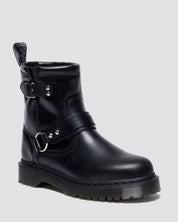 Dr. Martens Stivale biker motociclista Anistone Harness Black Orleans in Pelle Nero Donna