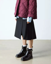 Dr. Martens Stivale biker motociclista Anistone Harness Black Orleans in Pelle Nero Donna