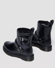 Dr. Martens Stivale biker motociclista Anistone Harness Black Orleans in Pelle Nero Donna