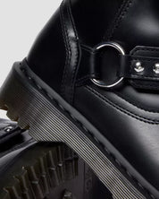 Dr. Martens Stivale biker motociclista Anistone Harness Black Orleans in Pelle Nero Donna