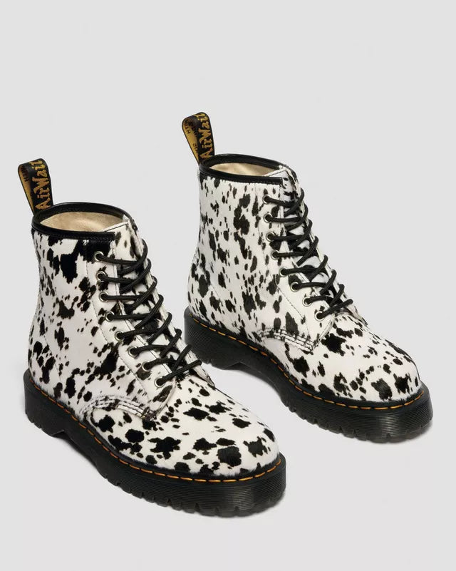 Dr. Martens Combat Boots 1460 Bex Cream Dalmatian in Pelle Unisex