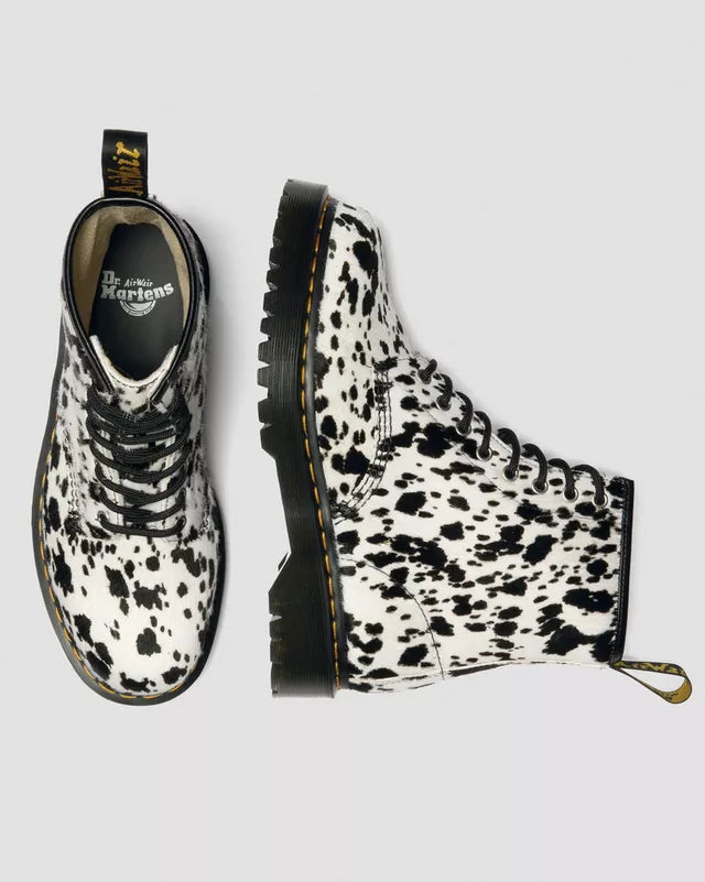 Dr. Martens Combat Boots 1460 Bex Cream Dalmatian in Pelle Unisex