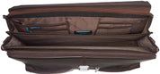 Piquadro Briefcase Two Gusseted Leather And Fabric Brown Men